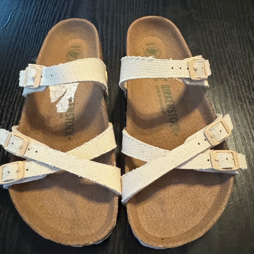Birkenstock Cream Triple-Strap Sandals